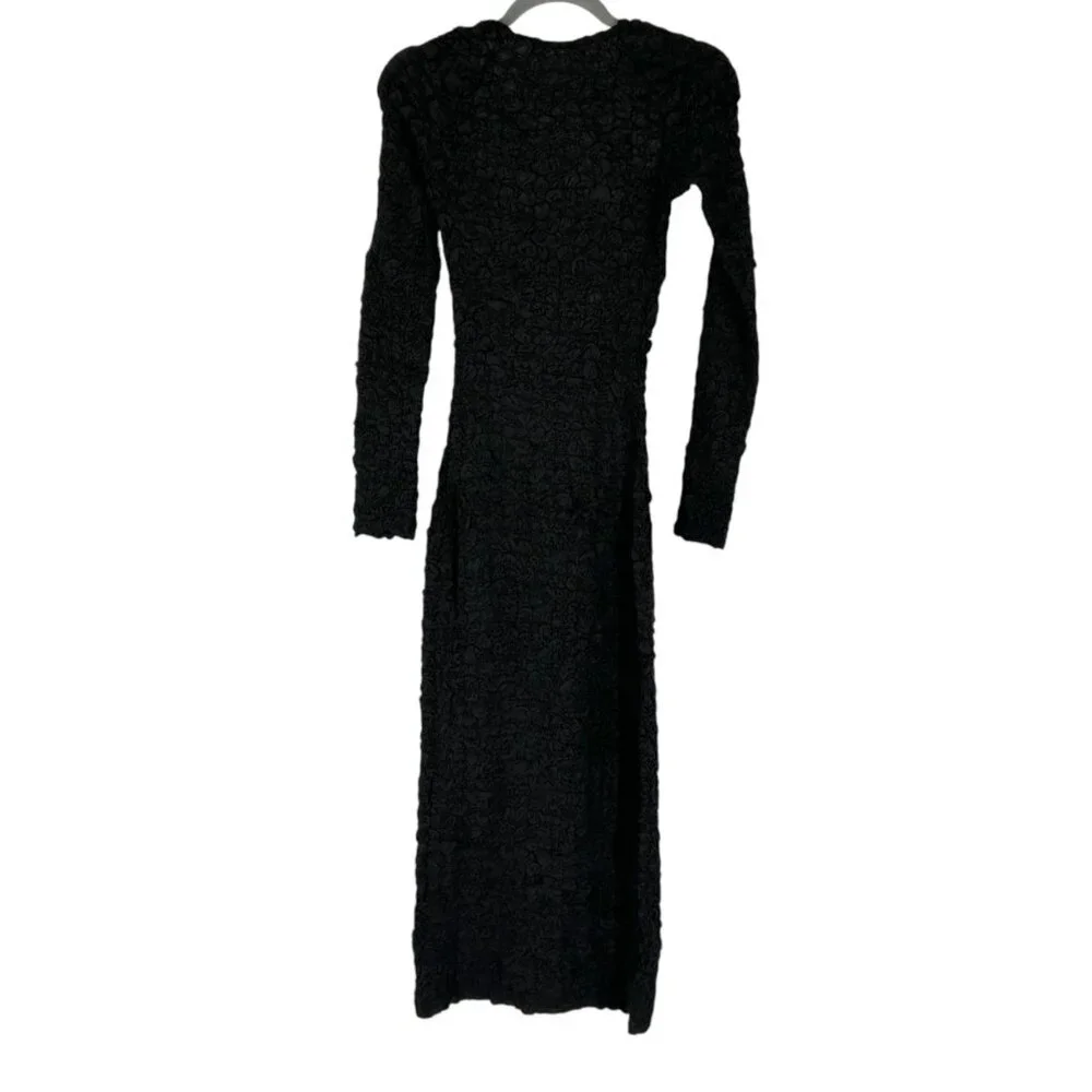 NWT Mara Hoffman Dione Black Popcorn Smocked Cutout Dress
